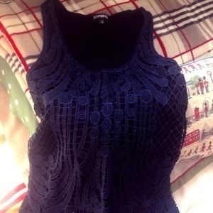 Express black and navy blue lace design tank